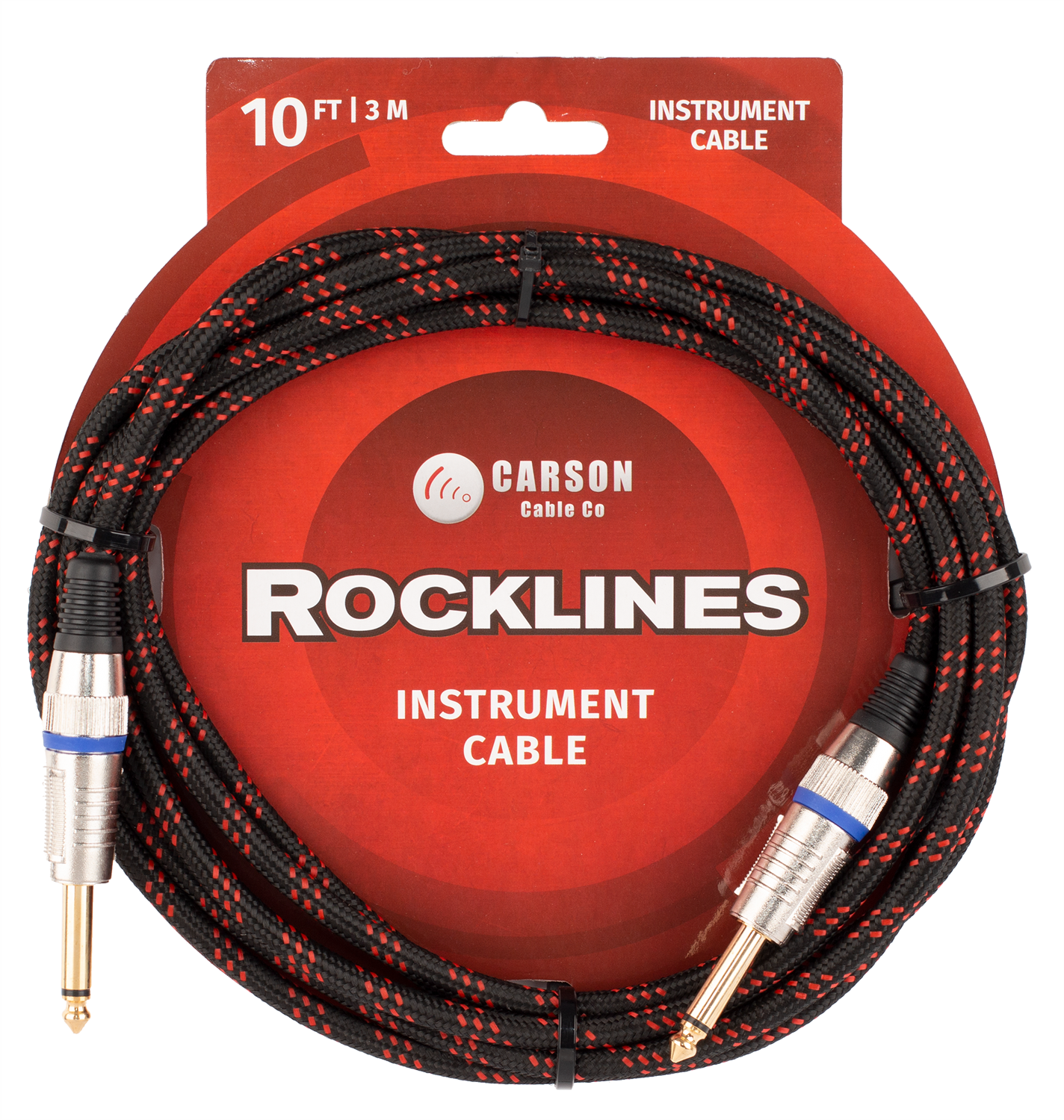Carson | ROK10BR | 10 ft Noiseless Instrument Cable | Black/Red Carson | ROK10BR | 10 ft Noiseless Instrument Cable | Black/Red